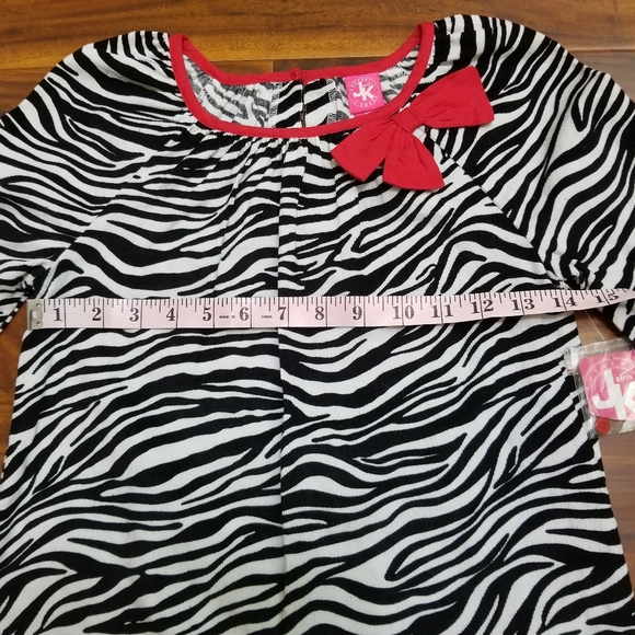 J Khaki Girls NWT Lepord Animal Print Dress Long Sleeve Red Trim Size 10 Cotton - Picture 6 of 10